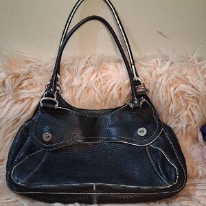 COLE HAAN Black Pebbled Leather Handbag
